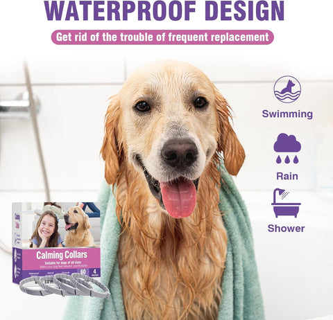 Calming Collar for Dogs 4 Packs Dog Pheromone Calm Collars Relief Anxiety Stress Separation Lasts 60 Days Relieve Bad Behavior 25 Inches Size Flexible Adjustable