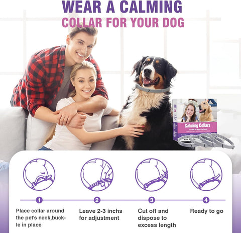 Calming Collar for Dogs 4 Packs Dog Pheromone Calm Collars Relief Anxiety Stress Separation Lasts 60 Days Relieve Bad Behavior 25 Inches Size Flexible Adjustable