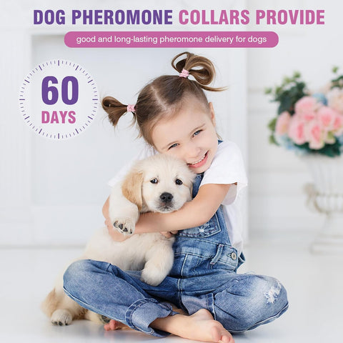 Calming Collar for Dogs 4 Packs Dog Pheromone Calm Collars Relief Anxiety Stress Separation Lasts 60 Days Relieve Bad Behavior 25 Inches Size Flexible Adjustable