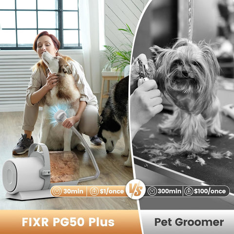 Dog Grooming Vacuum and Kit, Clipper Nail Trimmer Grinder, 2.5L Dust Cup 7 Grooming Tools 11000Pa Pet Vacuum for Shedding Grooming, Dog Hair Vacuum, Home Cleaning